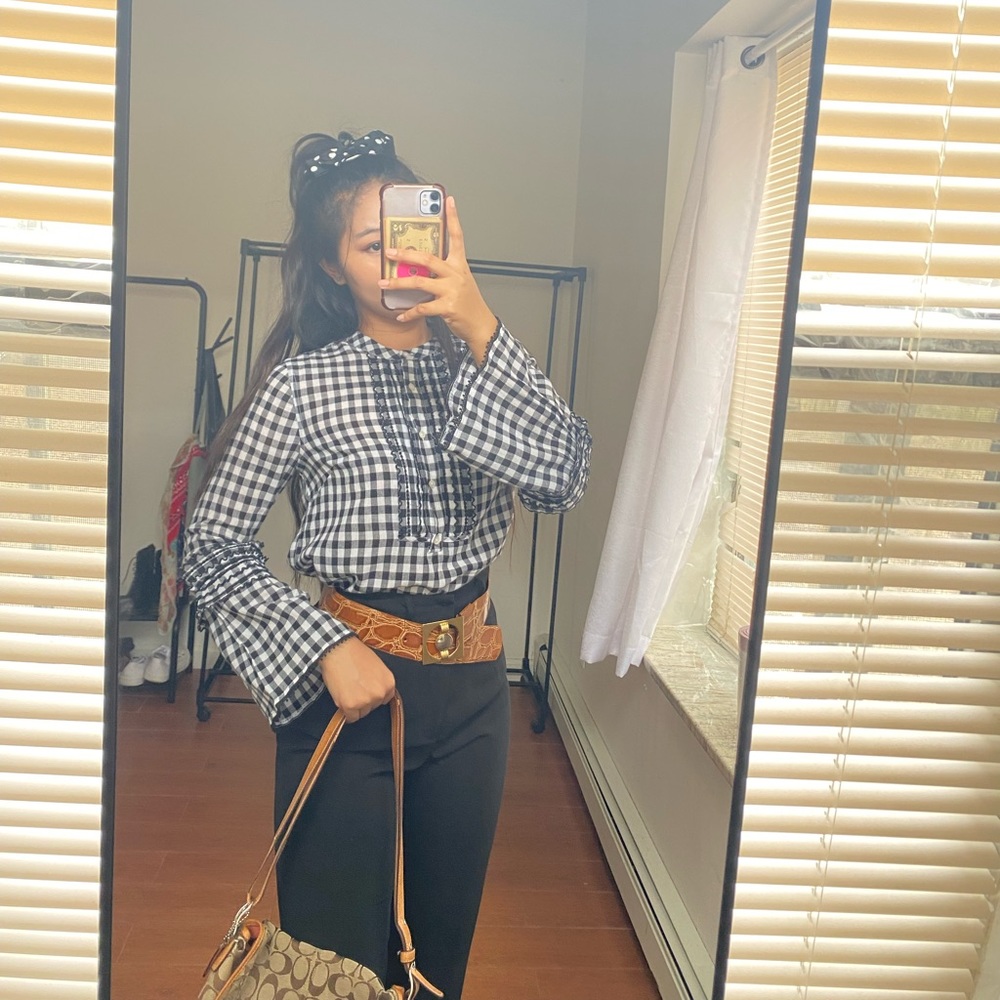 JCREW PLAID BELL SLEEVE STYLE SHIRT